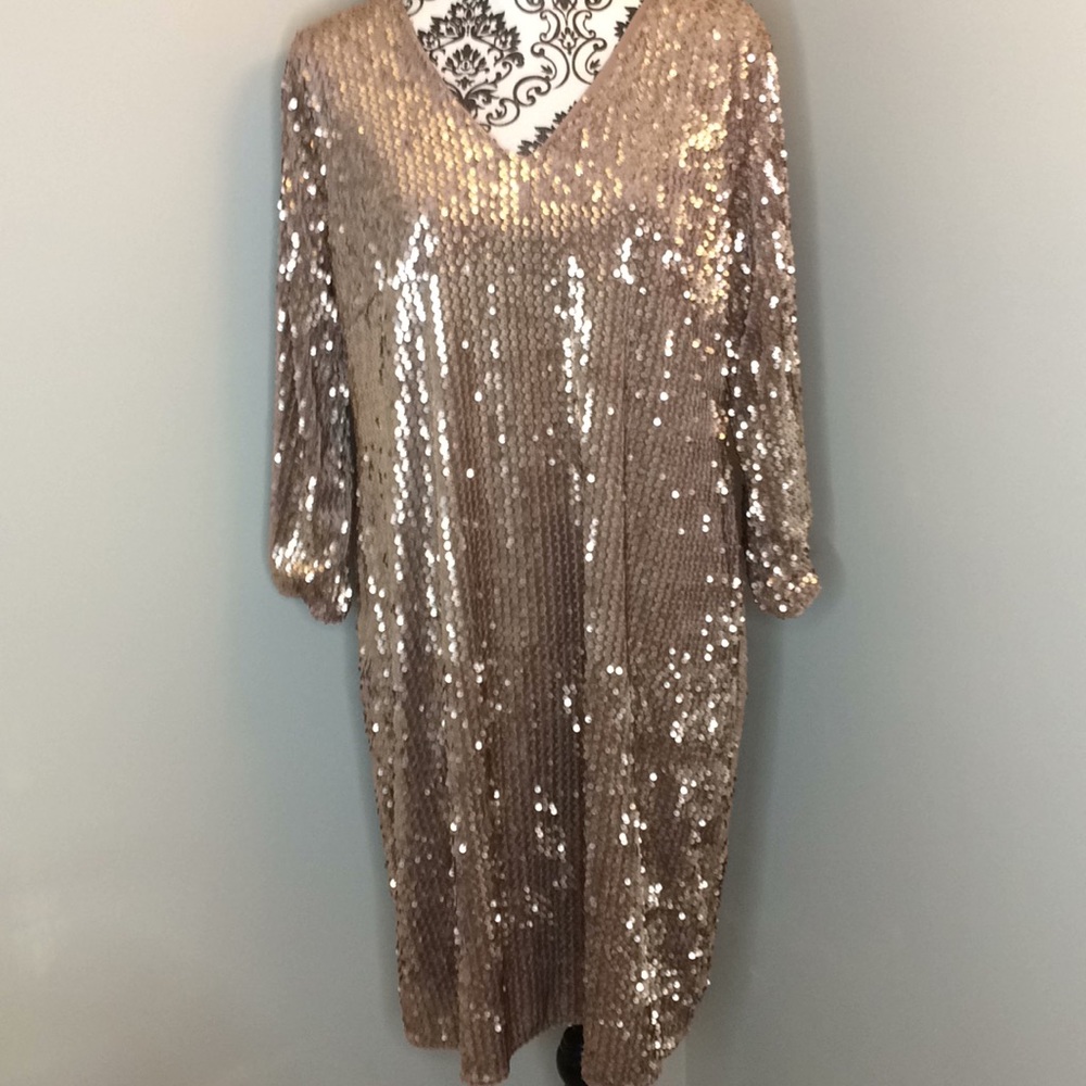 Alfani Champagne Sequin Dress Size 10